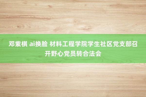 邓紫棋 ai换脸 材料工程学院学生社区党支部召开野心党员转合法会