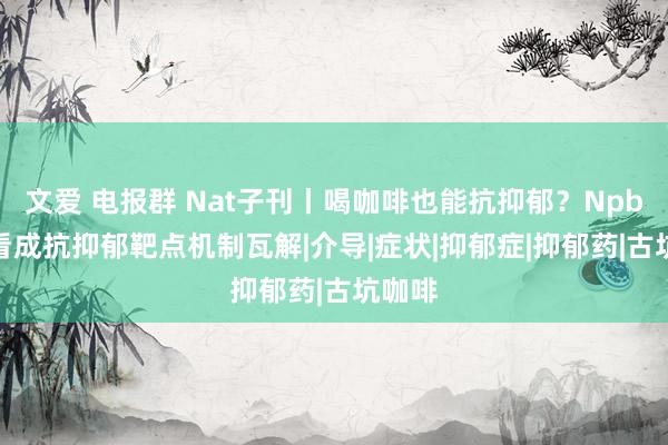 文爱 电报群 Nat子刊丨喝咖啡也能抗抑郁？Npbwr1看成抗抑郁靶点机制瓦解|介导|症状|抑郁症|抑郁药|古坑咖啡