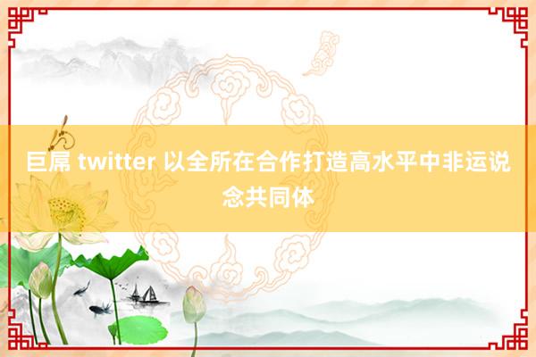 巨屌 twitter 以全所在合作打造高水平中非运说念共同体