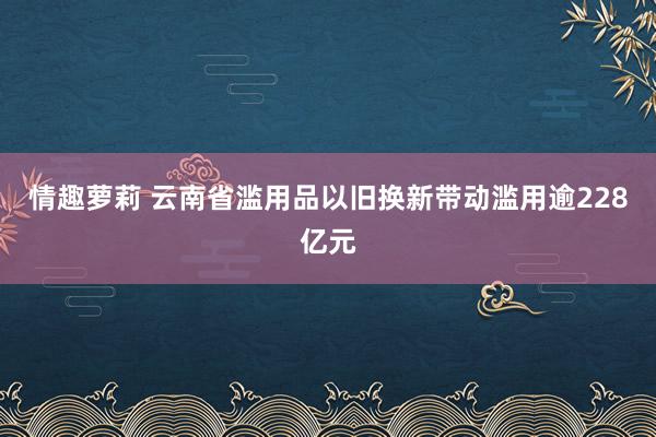 情趣萝莉 云南省滥用品以旧换新带动滥用逾228亿元