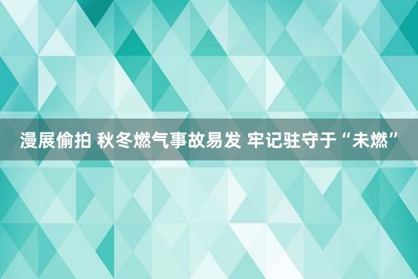 漫展偷拍 秋冬燃气事故易发 牢记驻守于“未燃”